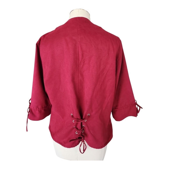 Harley-Davidson Women’s Red Open Front Jacket Size L Logo Embroidered 3/4 Sleeve - Picture 5 of 6